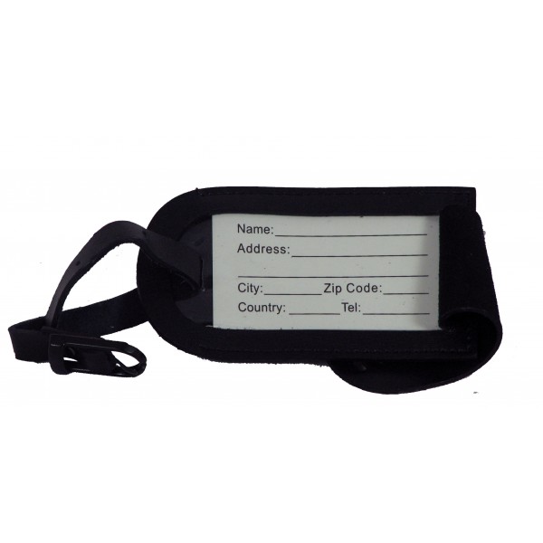 Falcon Leather Luggage Label - FI4023 Black