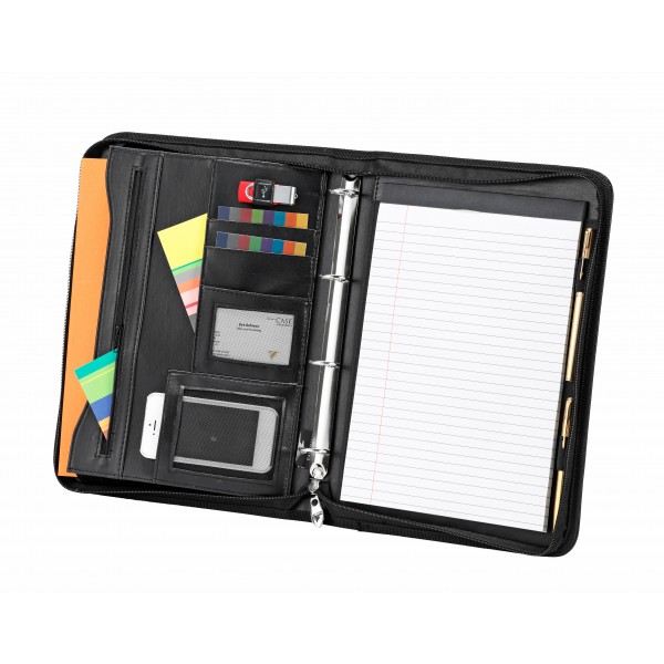 Falcon A4 Faux Leather Conference Folder With Ring Binder - FI6633 Black 