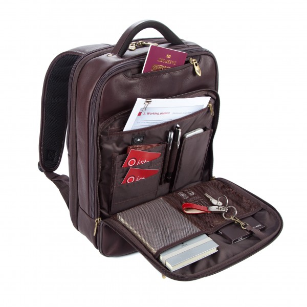 Falcon Colombian Leather 15.6" Laptop Backpack - FI6706 Brown