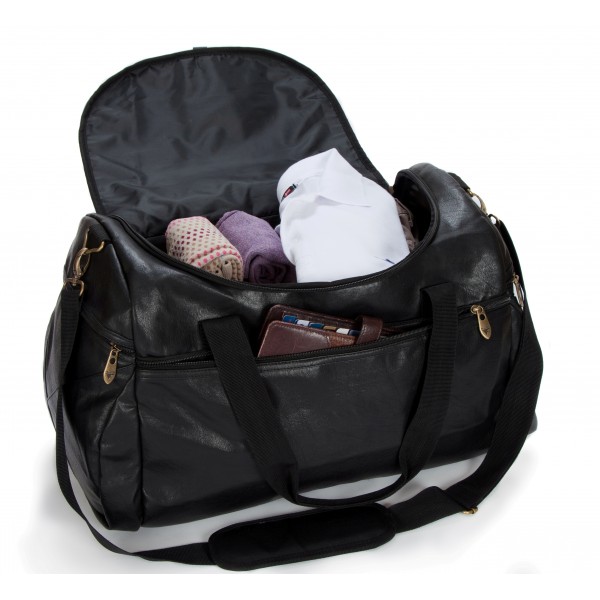 Falcon Faux Leather Sport Travel Holdall - FI8128 Black