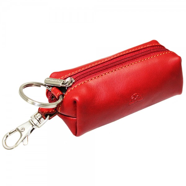 Tony Perotti Italian Vegetale Leather Zip Key/Coin Holder - TP0109 Red