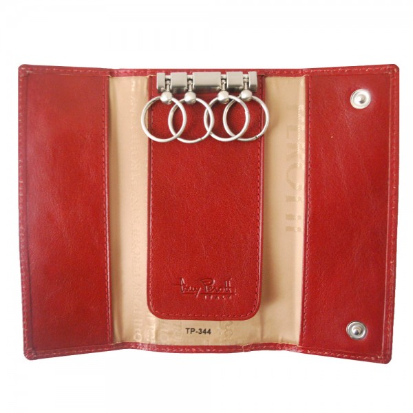 Tony Perotti Italian Versilia Leather 4 Ring Key Case - TP0344 Red