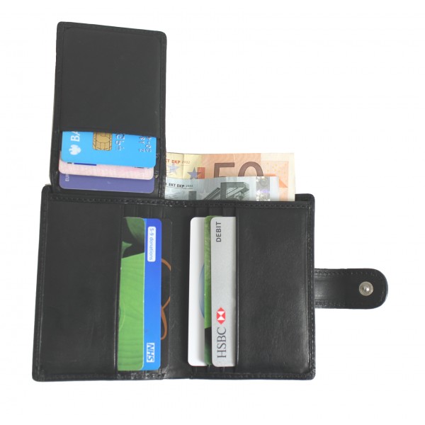 Tony Perotti Italian Vegetale Leather Credit Card Tri-fold Wallet - TP1060 Black