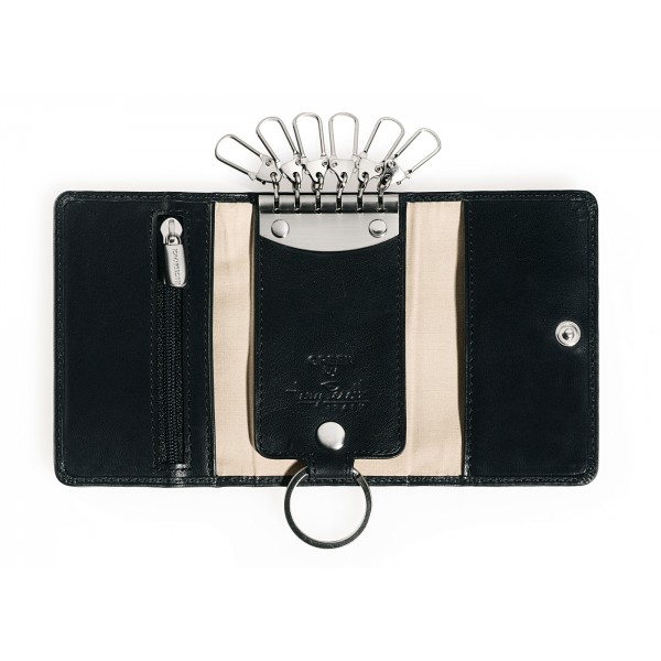 Tony Perotti Italian Vegetale Leather 6 Key Holder - TP1117G Black