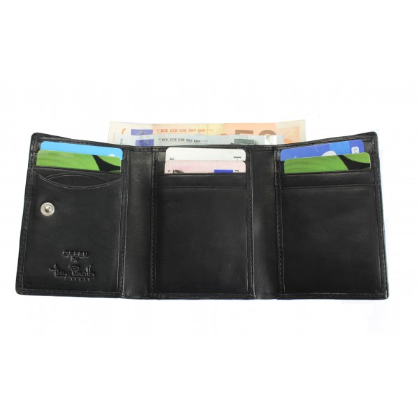 Tony Perotti Italian Vegetale Leather Tri-Fold Wallet - TP2313G Black