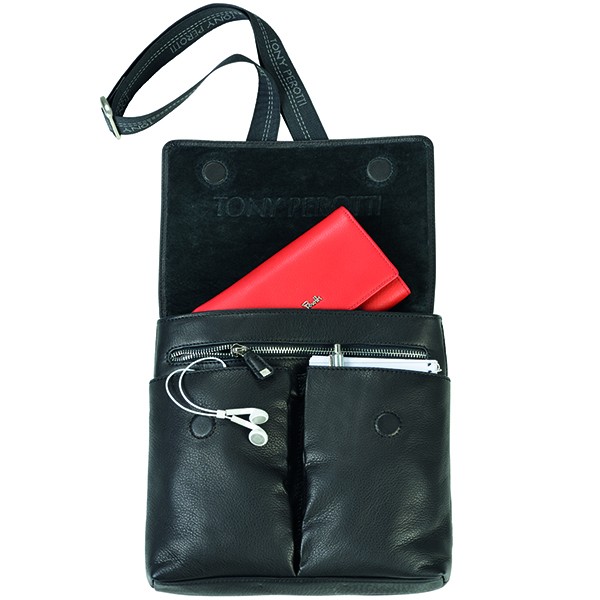 Tony Perotti Contatto Italian Soft Leather Messenger Bag - TP9270 Black
