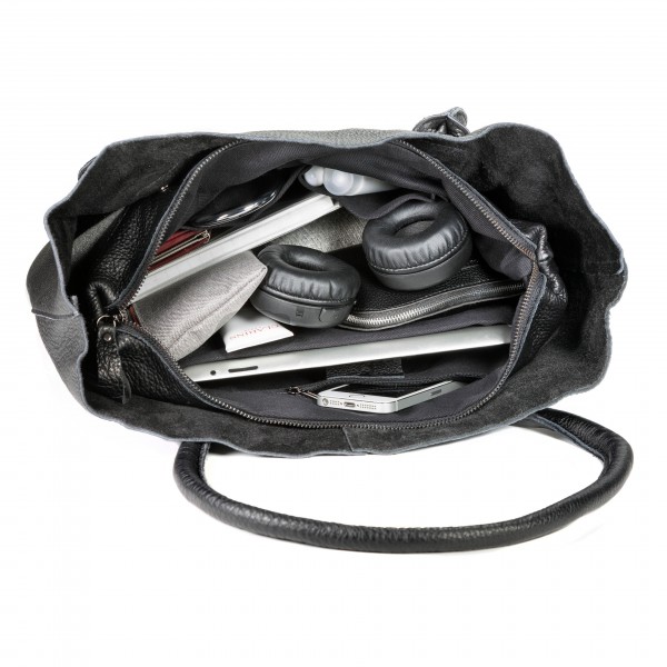 Falcon Leather Tablet Tote Bag - FI6713 Black