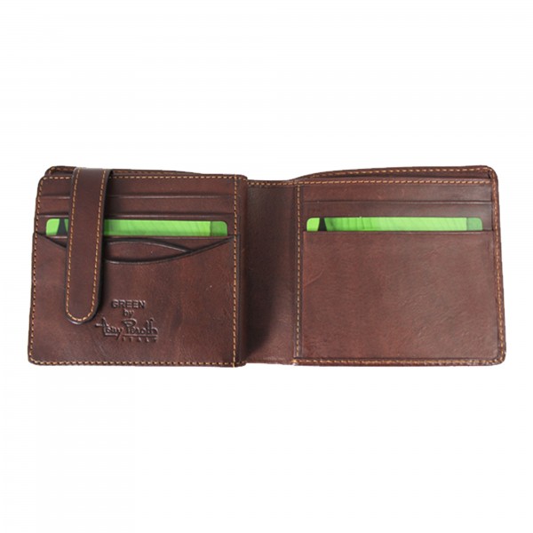 Tony Perotti Italian Vegetale Leather Tri-Fold Wallet - TP1104 Brown