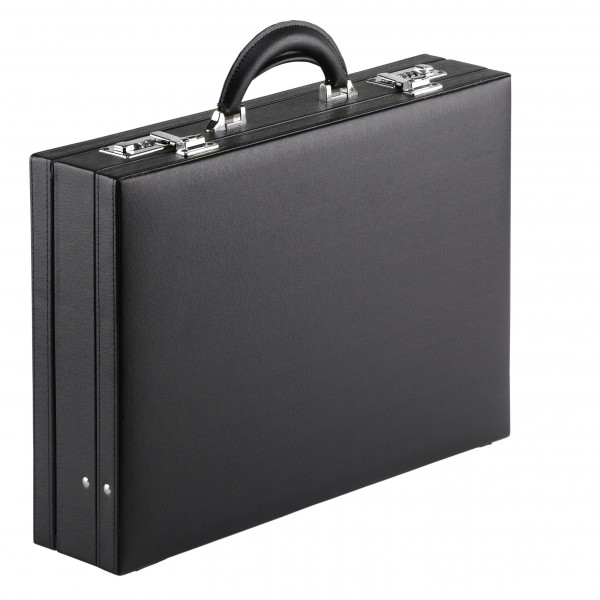 Falcon Faux Leather Expandable Attaché Case - FI2284 Black