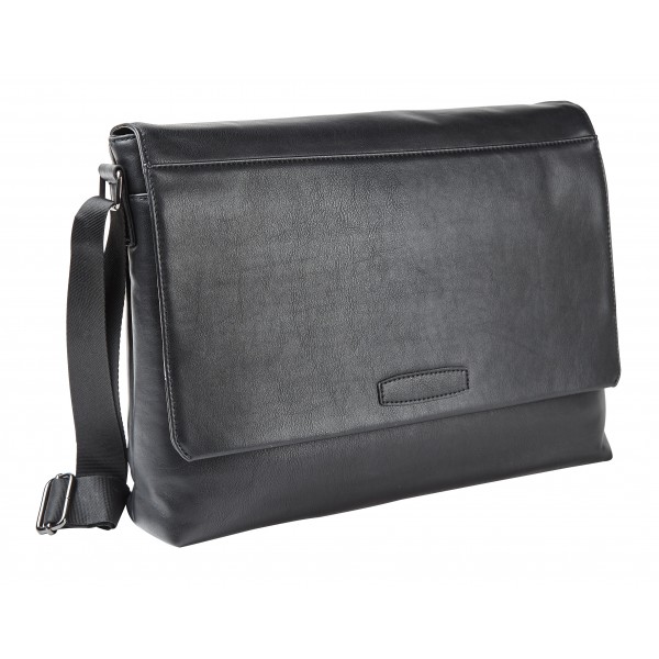 Falcon Faux Leather 15.6" Laptop Messenger Bag - FI2540 Black