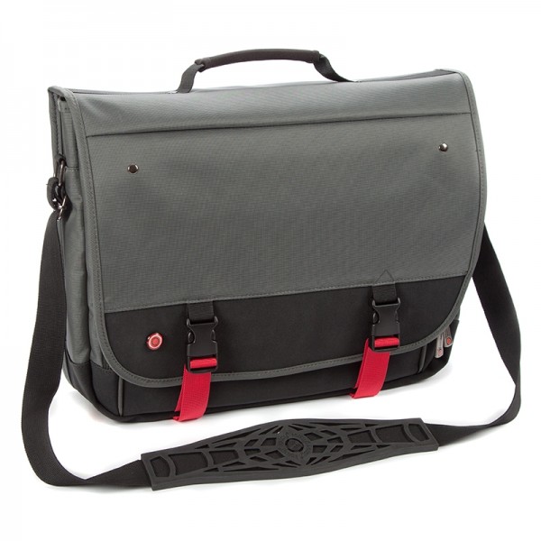 red and black messenger bolsa