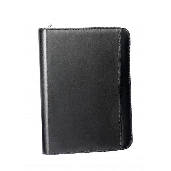 Falcon A4 Faux Leather Zip Around Conference Folder - FI6520 Black 