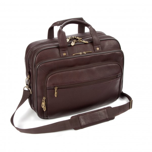 New Genicci Men's Falcon Cognac Leather Convertible Briefcase