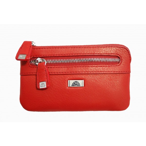 Tony Perotti Italian Contatto Soft Leather Zip Key Coin Purse - TP0359C Red