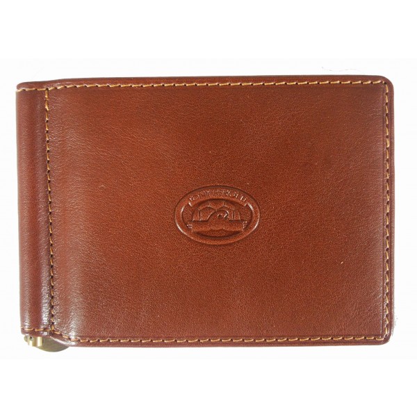 Tony Perotti Italian Versilia Leather Clip Wallet - TP2312 Brown