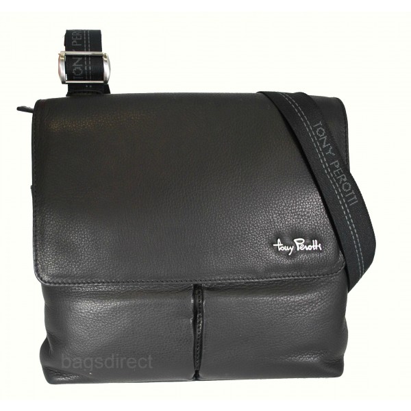 Tony Perotti Contatto Italian Soft Leather Messenger Bag - TP9270 Black