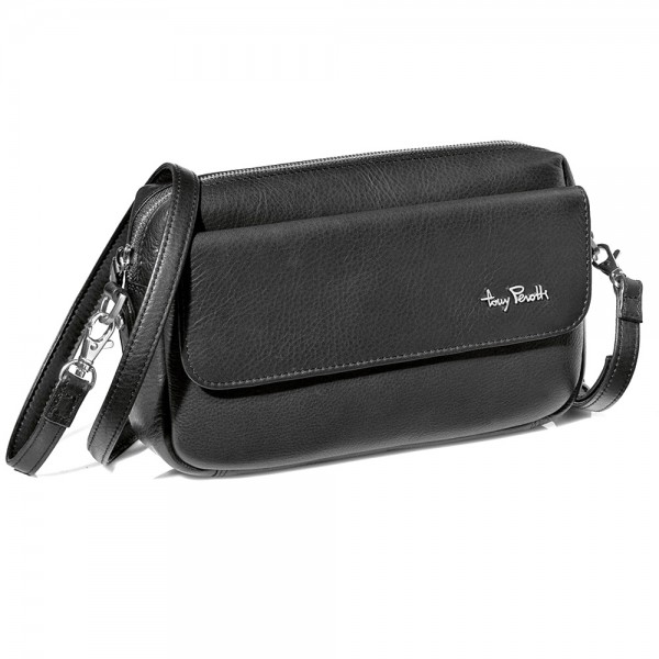 Tony Perotti Contatto Italian Soft Leather Messenger Bag - TP9378 Black