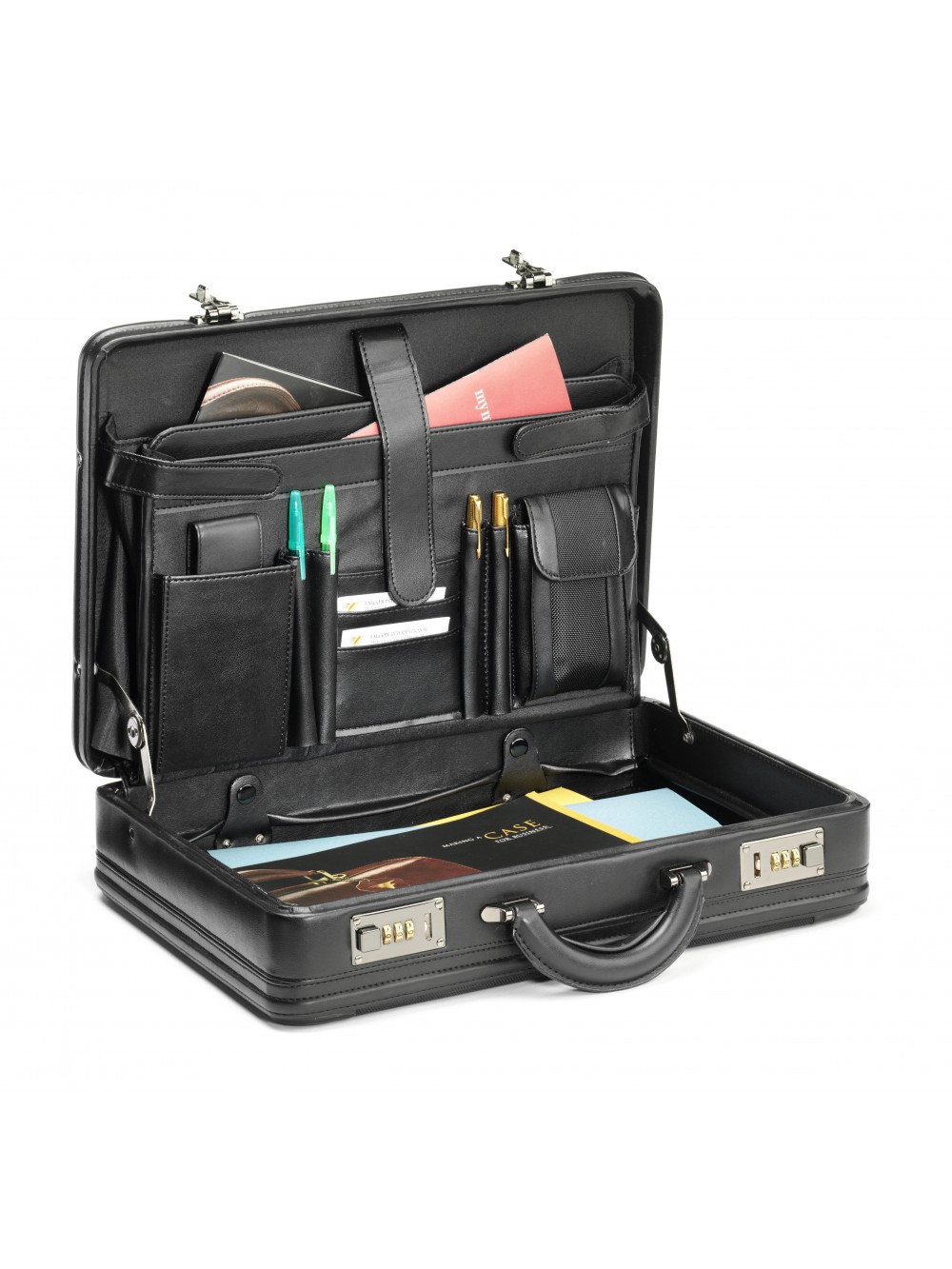 Falcon Leather Look Laptop Briefcase Case FI2283 Black