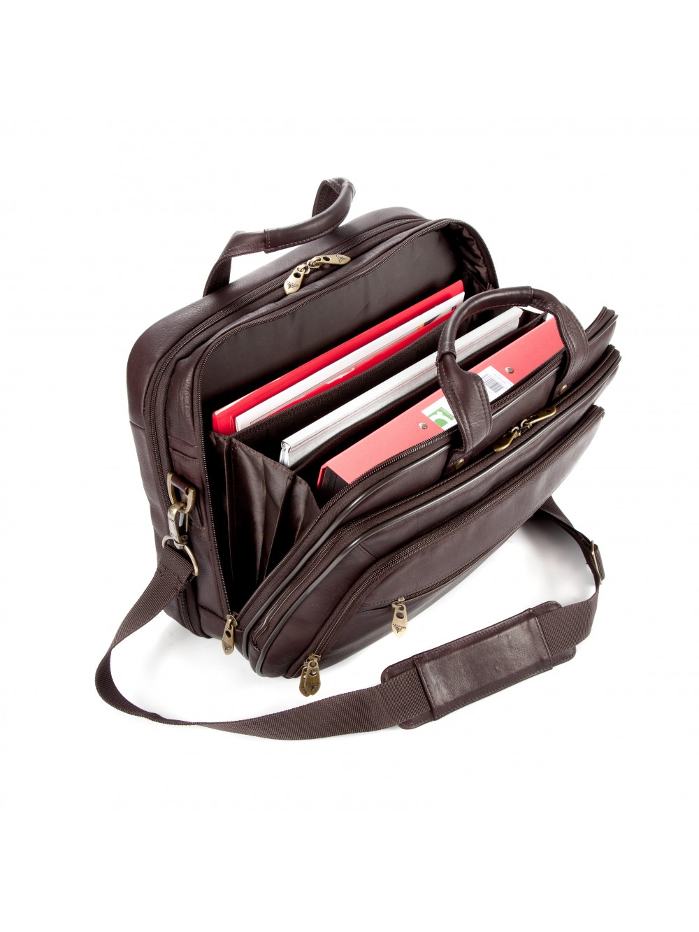 15" Falcon Colombian Leather Laptop Briefcase FI6704 Brown