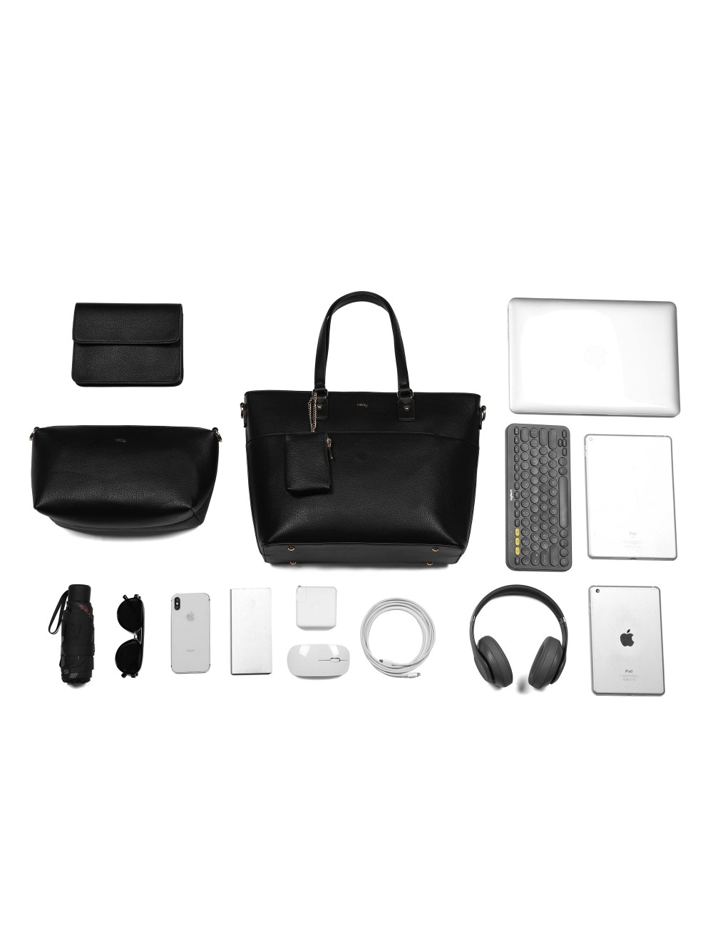 istay 13.3" Laptop & Tablet Tote Bag with Extra Accessory Bags Black