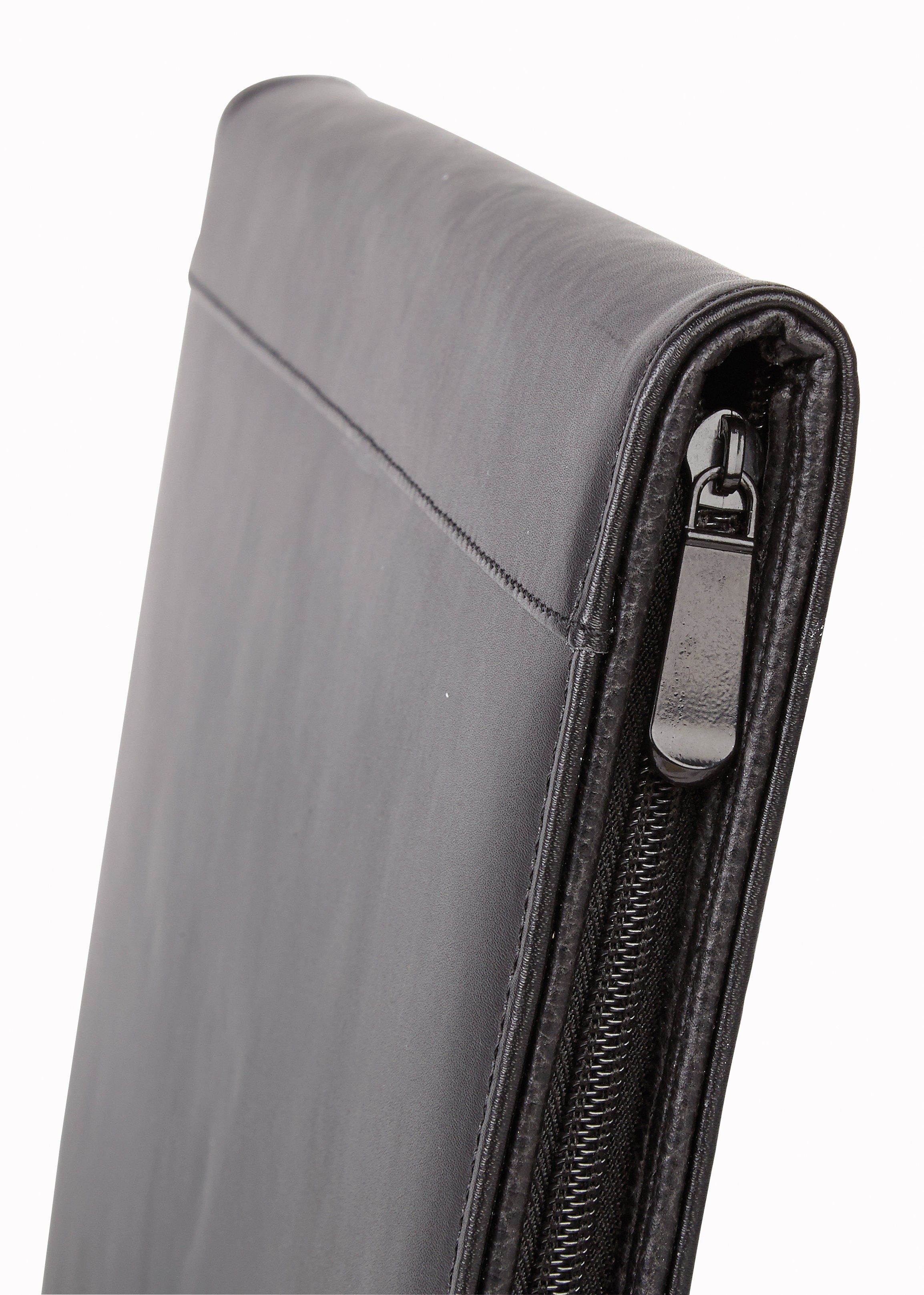 A4 Falcon Bonded Leather Zip Conference Folder FI6509 Black