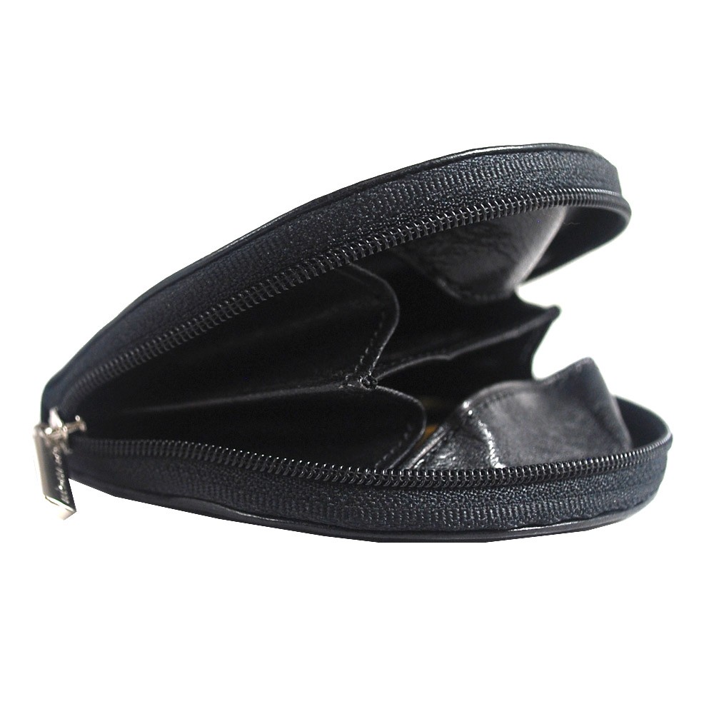 Tony Perotti Italian Vegetale Leather Zip Round Coin Purse TP1123G Black
