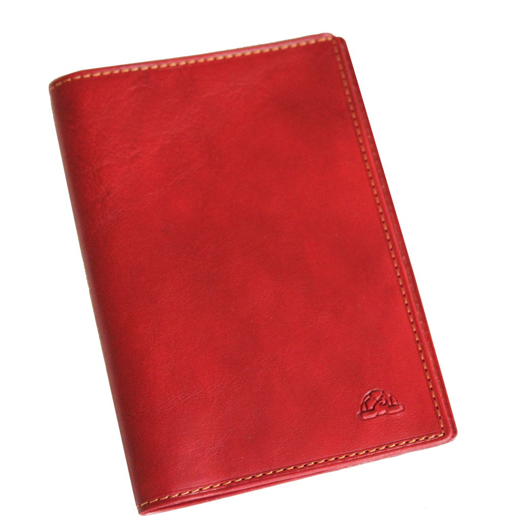 red leather passport holder