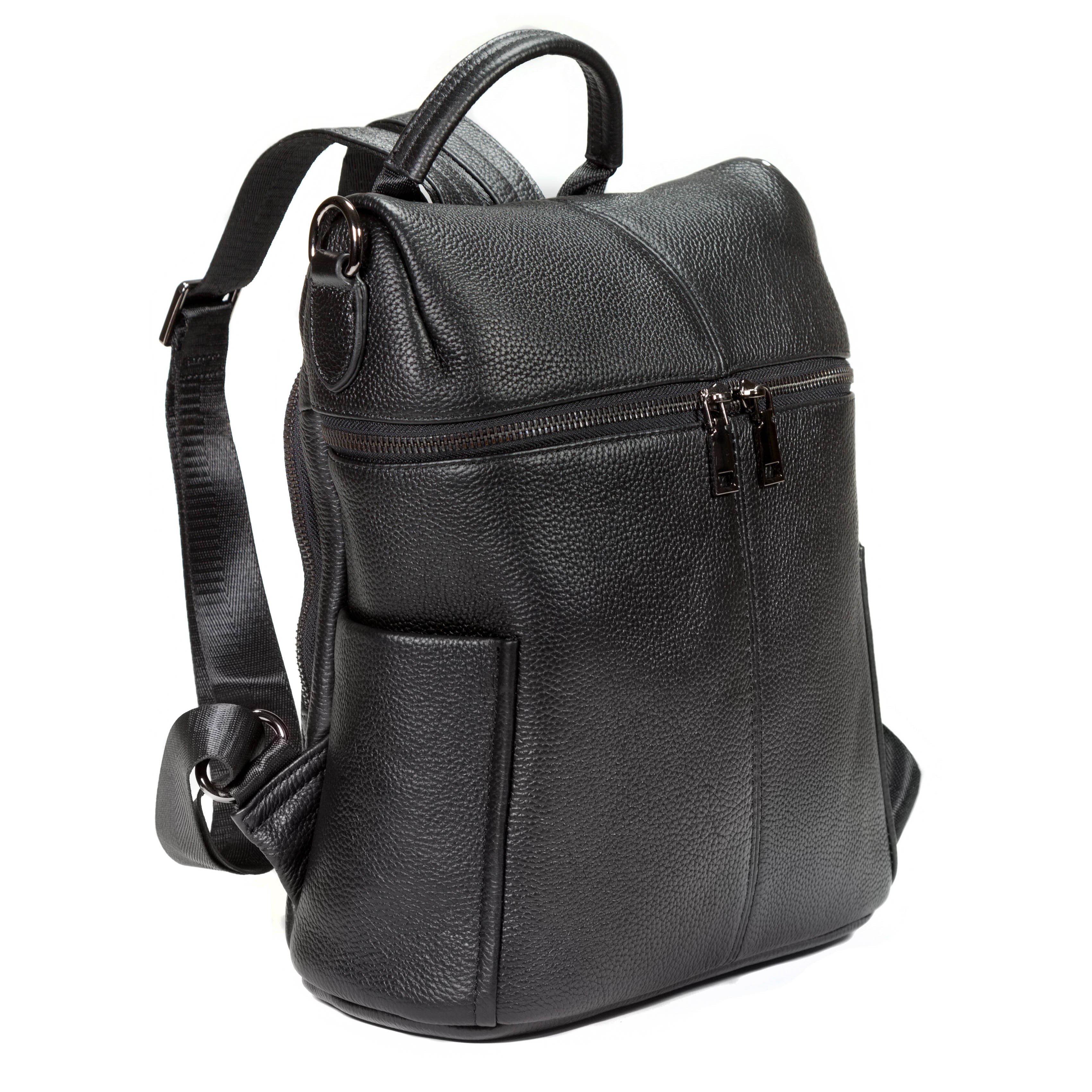Falcon Leather Tablet Bucket Backpack - FI6710 Black