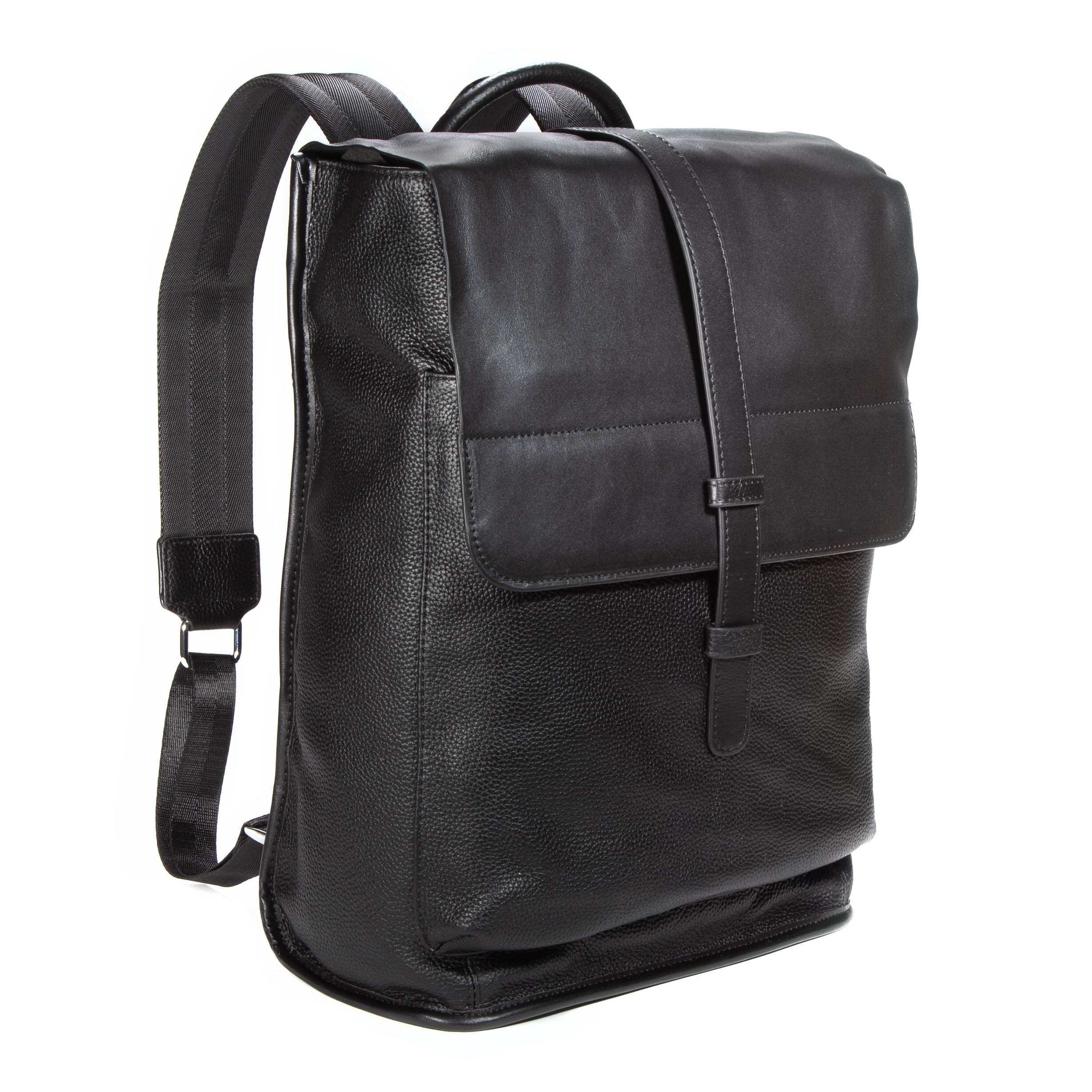 Falcon Leather Structured Backpack - FI6716 Black
