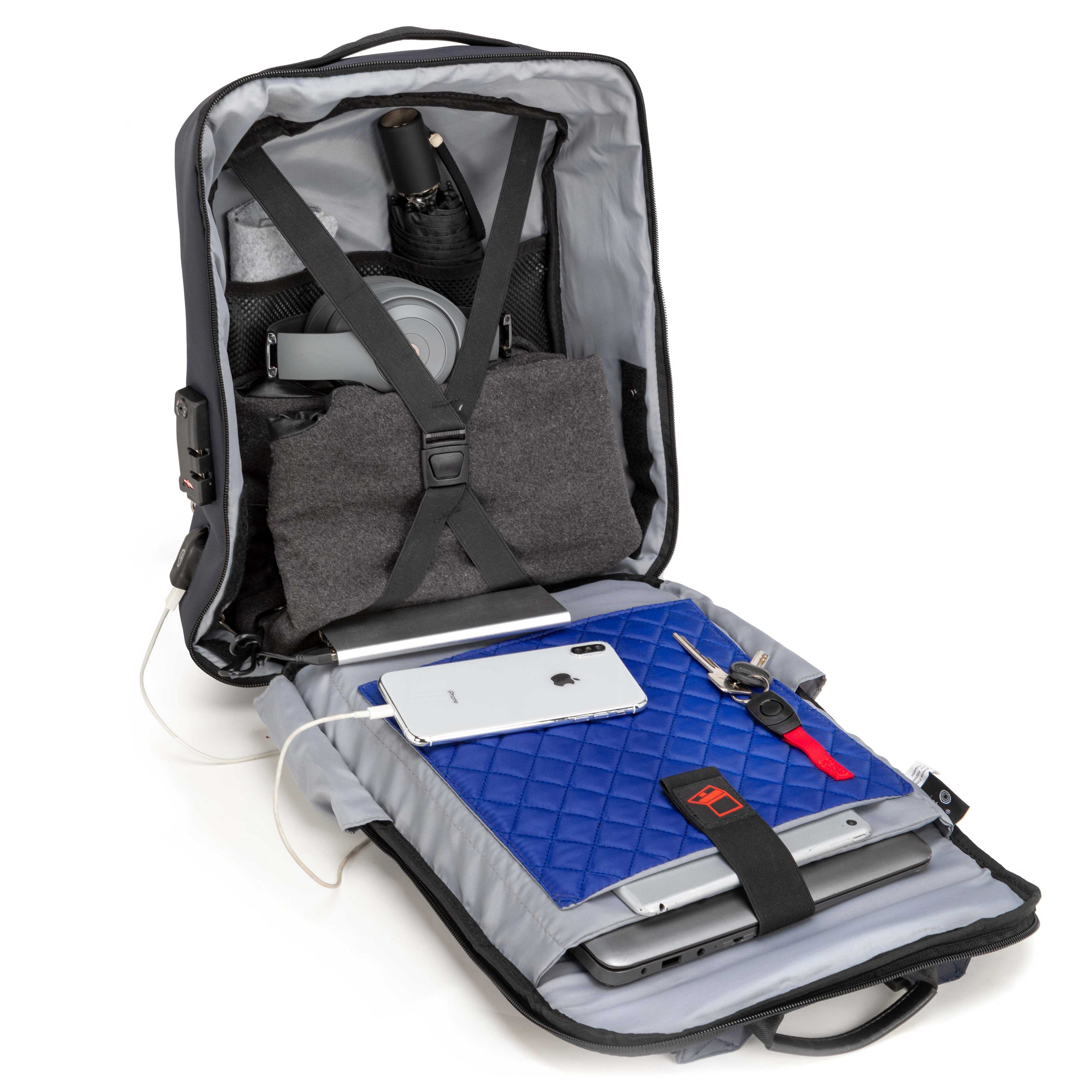 Squirrel Dictation Centimeter i-stay 15.6” Anti-theft Laptop & Tablet Overnight Backpack With RFID Pocket  - Navy - Backpack - Falcon