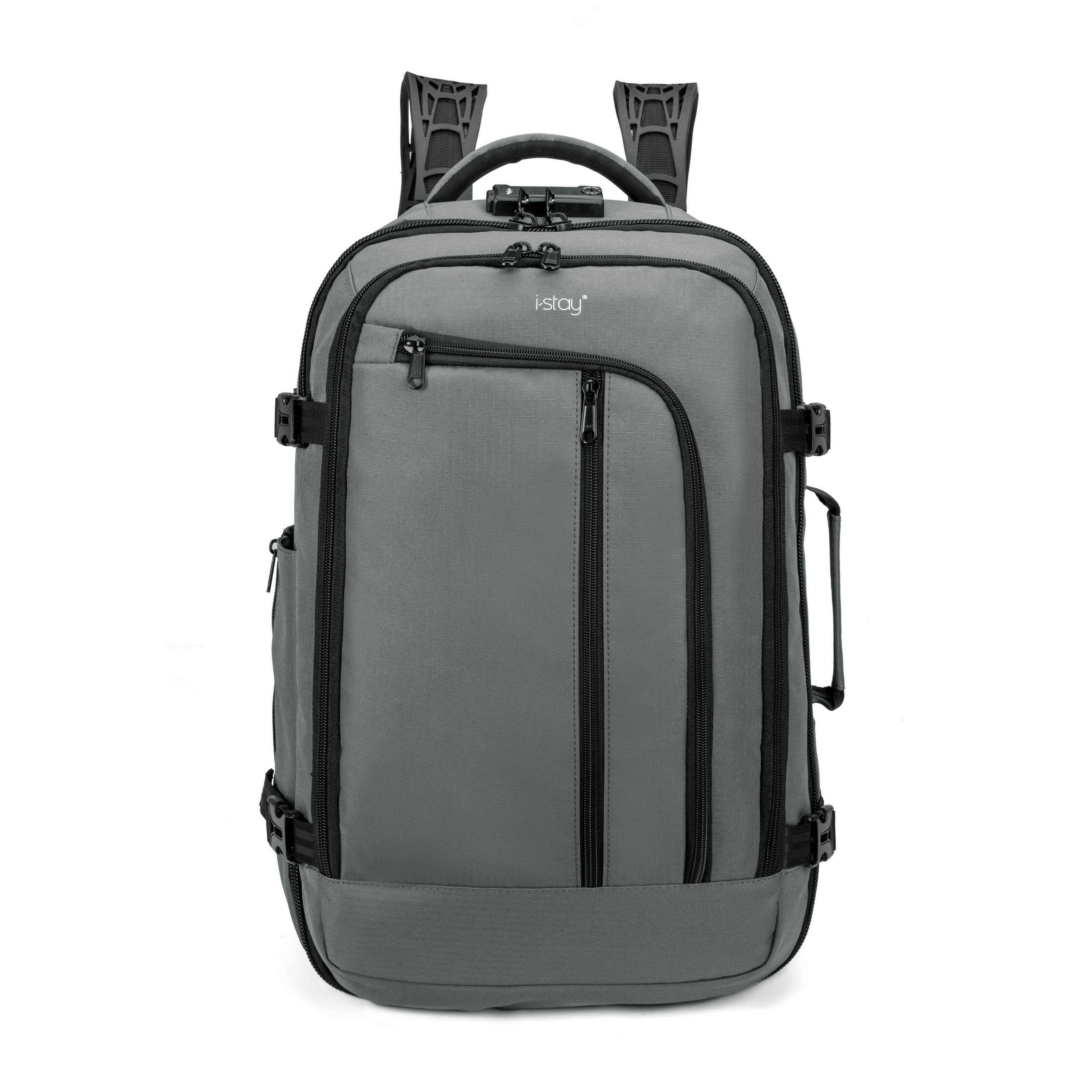 i-stay 15.6” Laptop & Tablet Cabin Travel Backpack with USB & anti-theft - Slate Grey