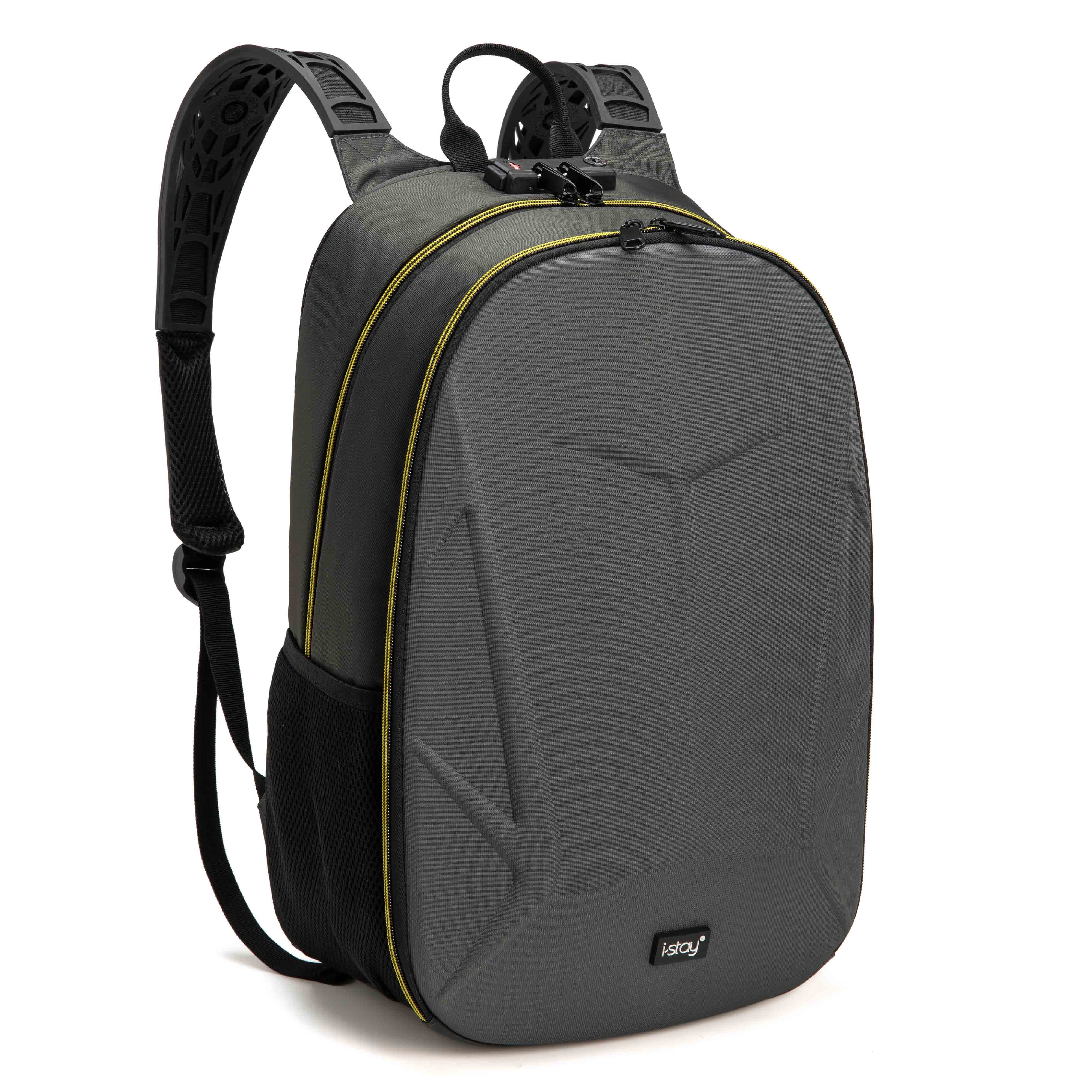 i-stay 15.6” Laptop Gaming Backpack with USB & Anti-Theft - Grey/Yellow
