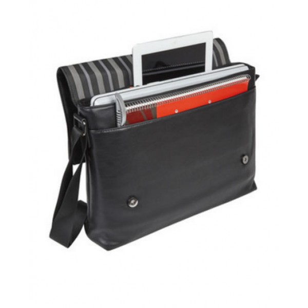 Falcon Faux Leather 15.6" Laptop Messenger Bag - FI2540 Black