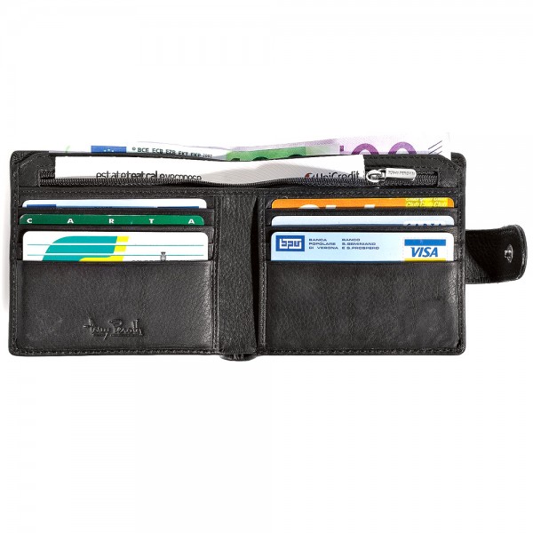 Tony Perotti Contatto Italian Soft Leather Wallet - TP1818 Black