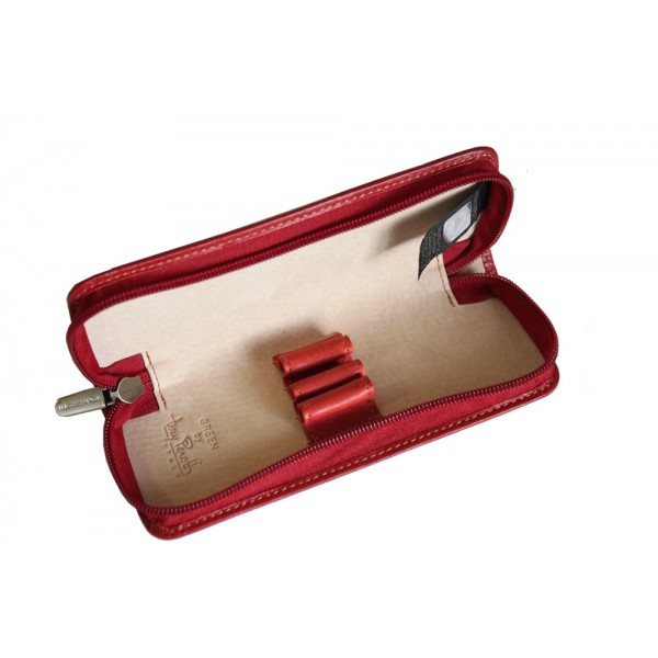 Tony Perotti Italian Vegetale Leather 3 Pen Holder - TP2571 Red