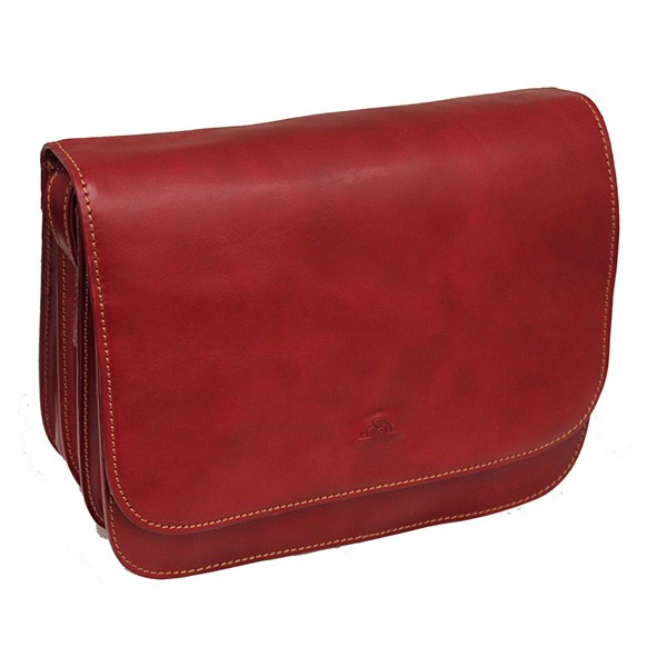 Tony Perotti Italian Vegetale Leather Handbag with Shoulder Strap - TP8100G Red