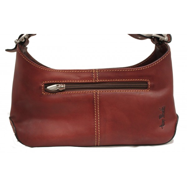 Tony Perotti Italian Vegetale Leather Small Shoulder Handbag - TP8162G Black