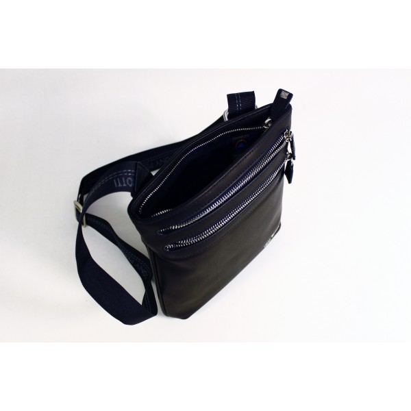 Tony Perotti Contatto Italian Soft Leather Small Messenger Bag - TP9066 Black