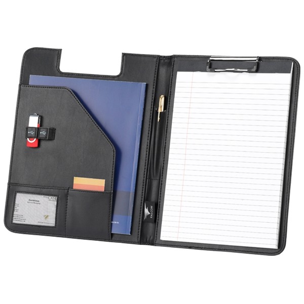 Falcon A4 Faux Leather Conference Folder With Clipboard - FI6539 Black 