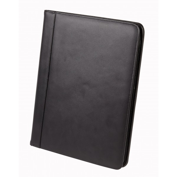 Falcon A4 Bonded Leather Zip Conference Folder - FI6509 Black