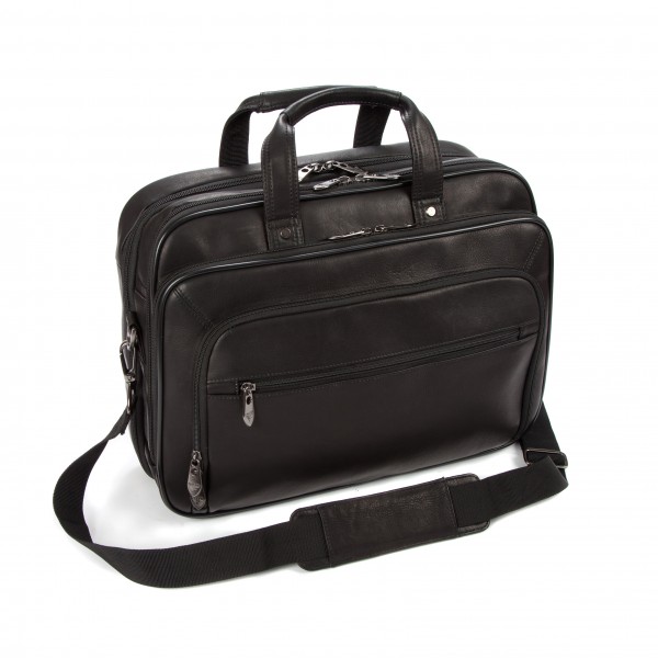 Falcon Colombian Leather 15.6" Laptop Briefcase - FI6703 Black
