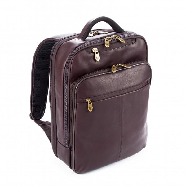 Falcon Colombian Leather 15.6" Laptop Backpack - FI6706 Brown