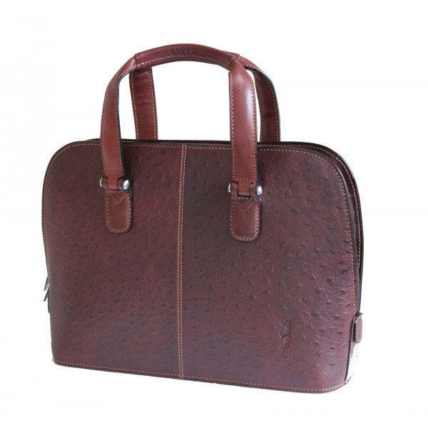 Tony Perotti Italian Ostrich Leather Handbag - TP00490 Brown
