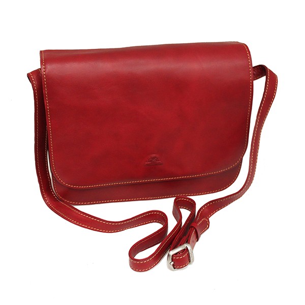 Tony Perotti Italian Vegetale Leather Handbag with Shoulder Strap - TP8100G Red