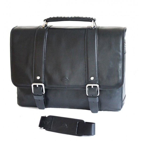Tony Perotti Italian Vegetale Leather Satchel with Tablet Section - TP-9613 Black
