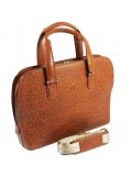 Tony Perotti Italian Ostrich Leather Handbag - TP00490 Cognac